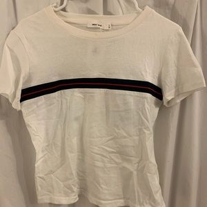 boutique navy and red stripe tee